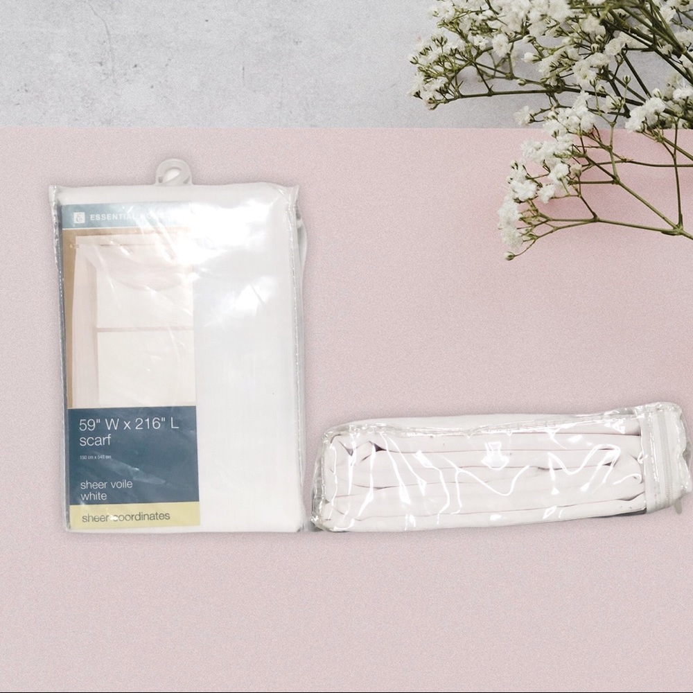 ESSENTIAL HOME sheer voile window scarf 59”x216”